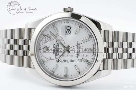 MiroTime 0508 RelaxedFit DateJust 41 SS Polished Bezel KING 1:1 Best Edition 904L Steel White Stick Dial on Jubilee Bracelet VR 2160